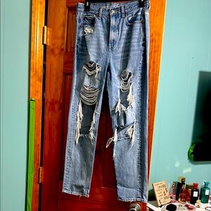 Distressed Blue Jeans